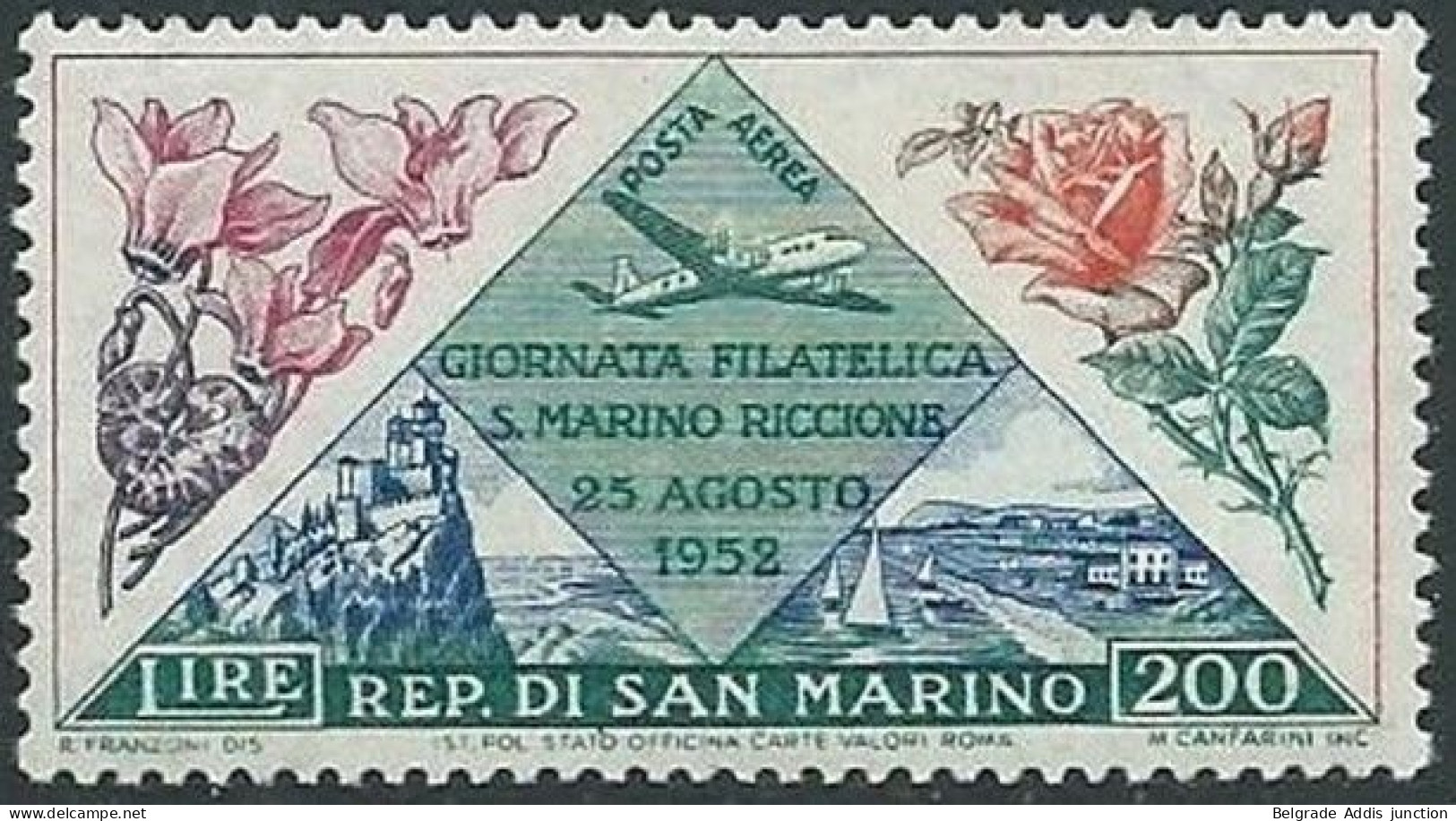 San Marino Saint Marin Mi.490 Airmail Posta Aerea MNH / ** 1952 - Airmail