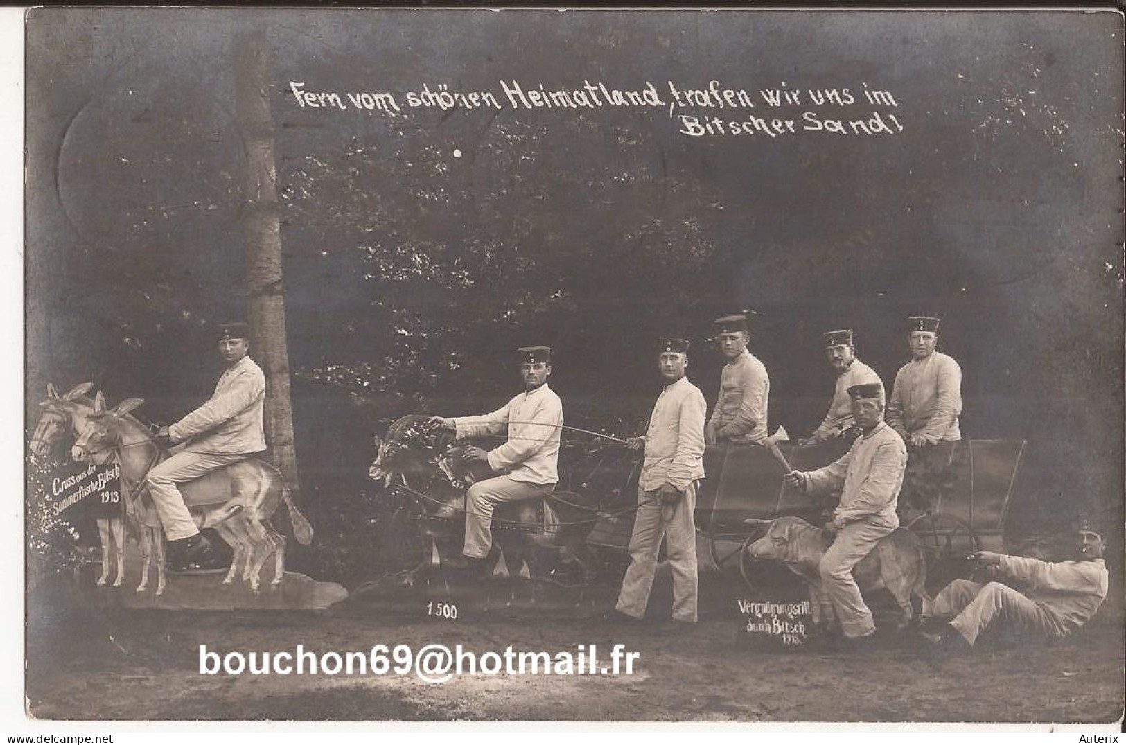 Militaria Soldats Armée - Carte Allemande De 1913 - Bitsche - Fausses Chèvres Carte Photo Goat - Personen