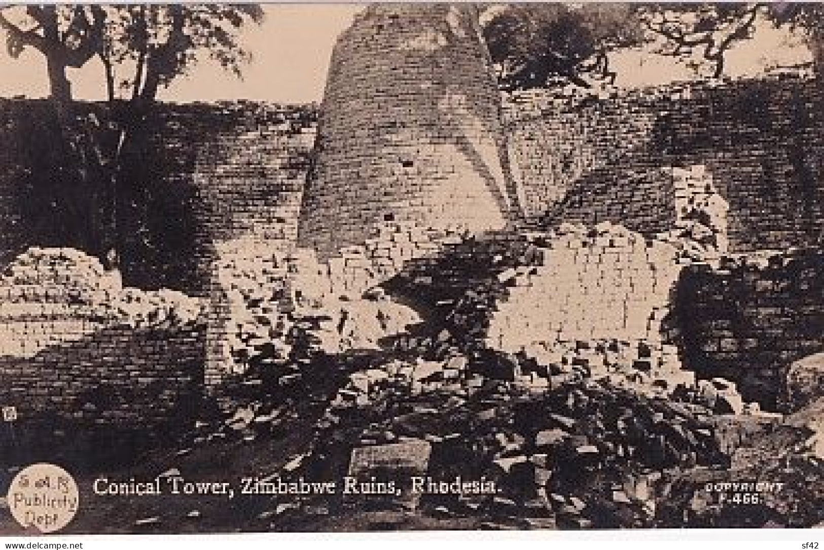 CONICAL TOWER . ZIMBABWE RUINS.         RHODESIA - Zimbabwe