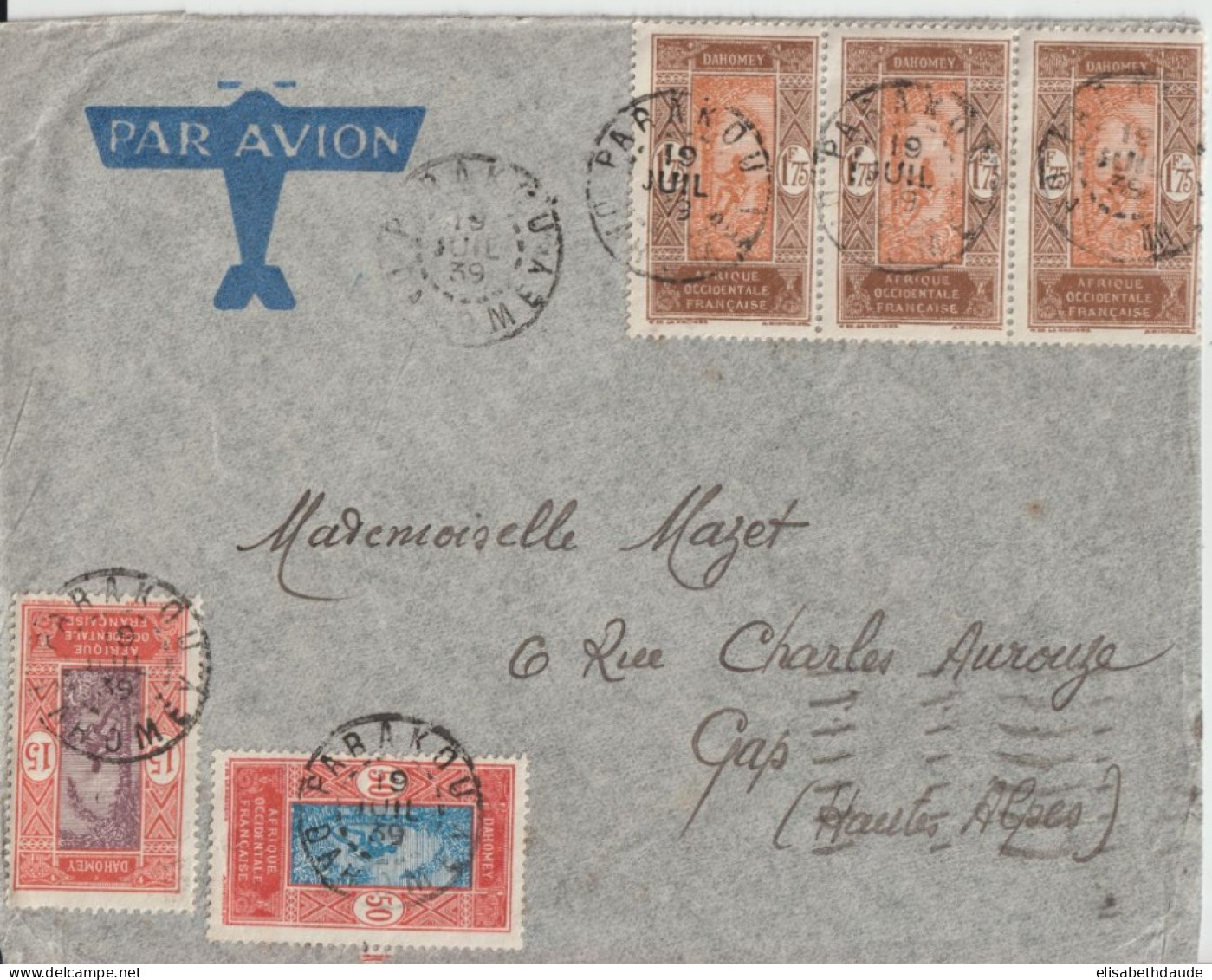 DAHOMEY - 1939 - ENVELOPPE AVION De PARAKOU ! => GAP - Lettres & Documents