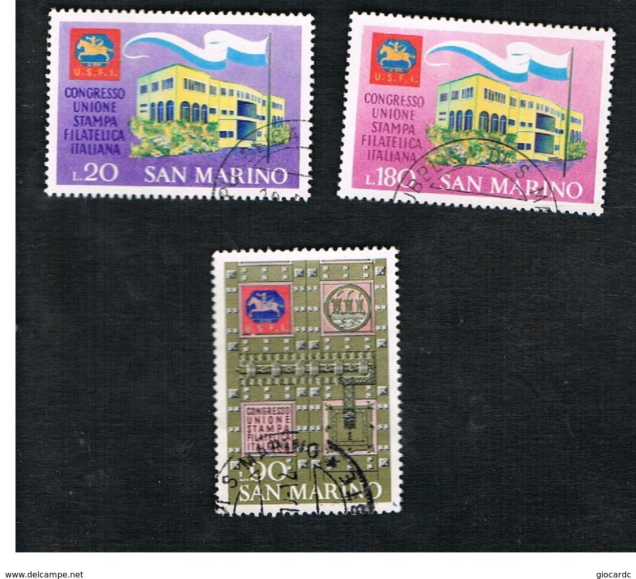 SAN MARINO - UNIF. 829.831   - 1971  CONGRESSO U.S.F.I. (SERIE COMPLETA DI 3)   -  USATI (USED°) - Usati