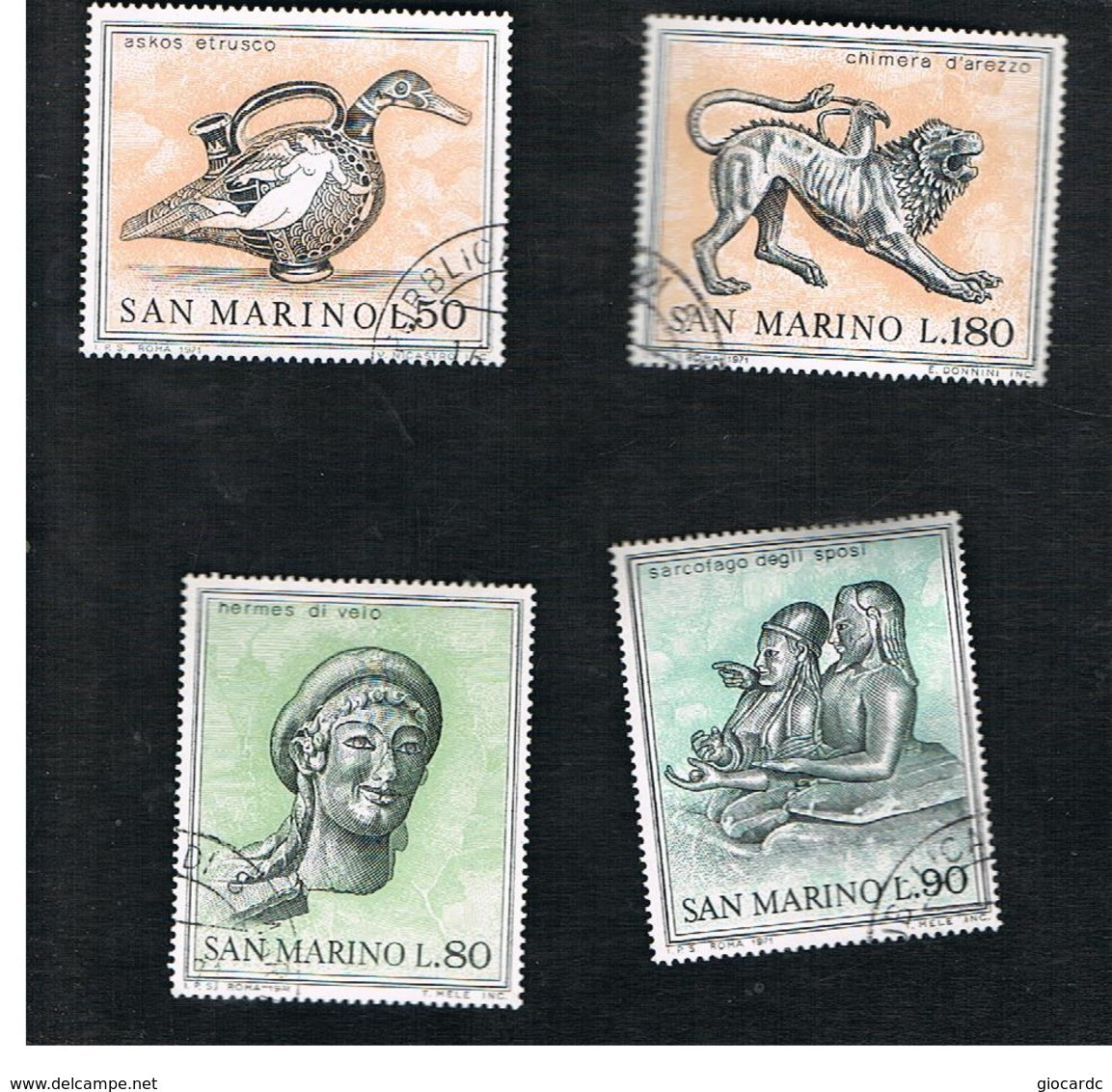 SAN MARINO - UNIF. 832.835   - 1971  ARTE ETRUSCA (SERIE COMPLETA DI 4)    -  USATI (USED°) - Used Stamps