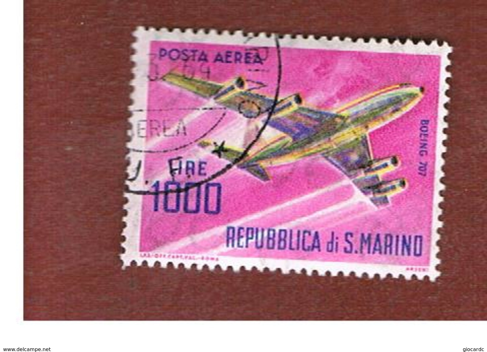 SAN MARINO - UNIF. A148 POSTA AEREA - 1964  AEREI MODERNI: BOEING 727 (DA BF36) -  USATI (USED°) - Airmail