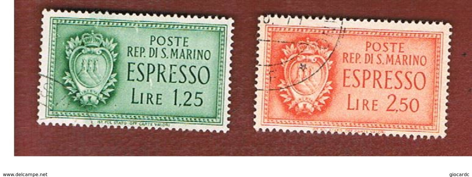 SAN MARINO - UNIF. E9.E10 ESPRESSO - 1943 STEMMA (SERIE COMPLETA DI 2) -  USATI (USED°) - Express Letter Stamps