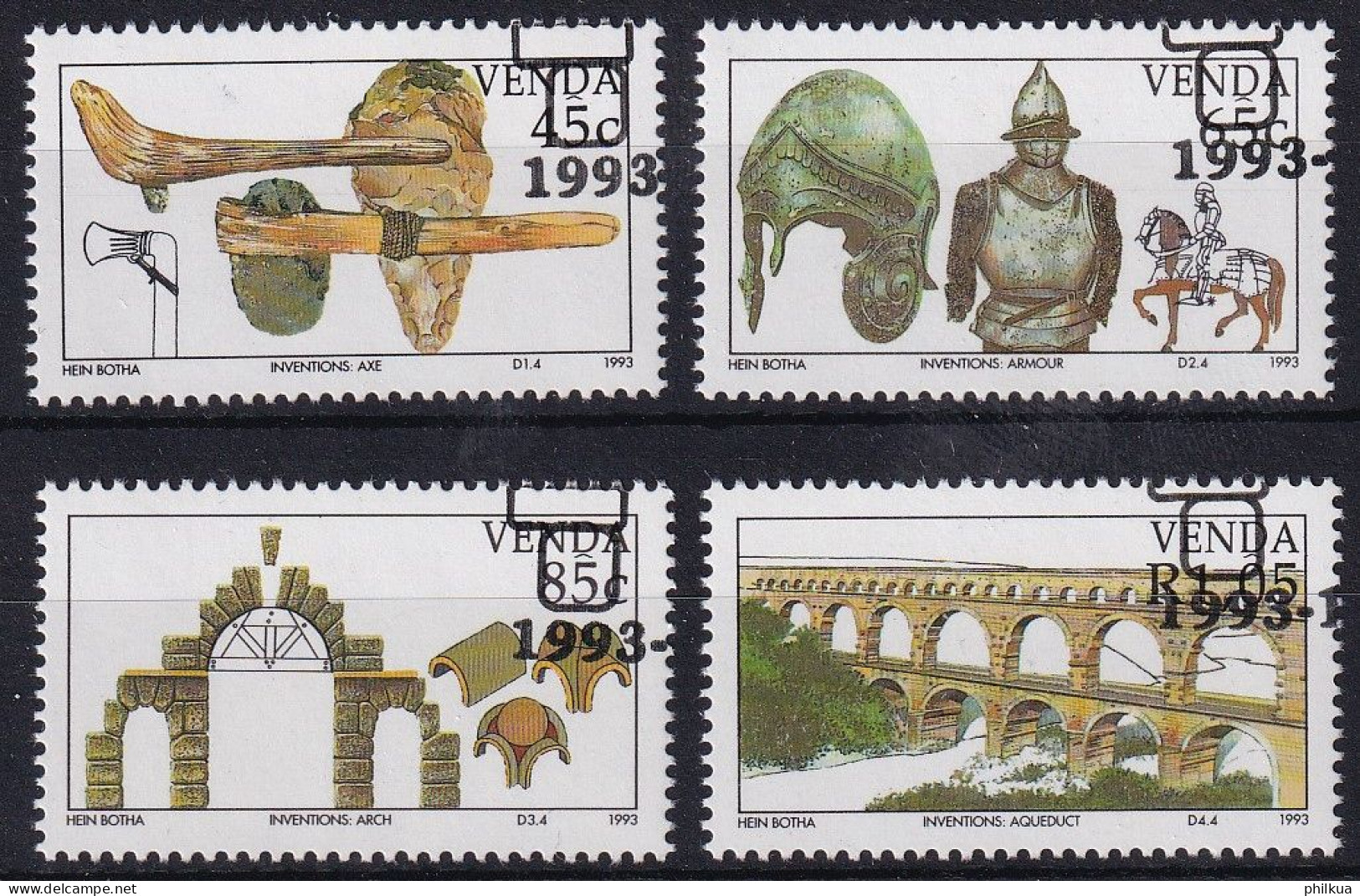 MiNr. 262 - 265 Südafrika, Venda    1993, 5. Nov. Erfindungen (III) - Mit ET-Eckstempel - Venda