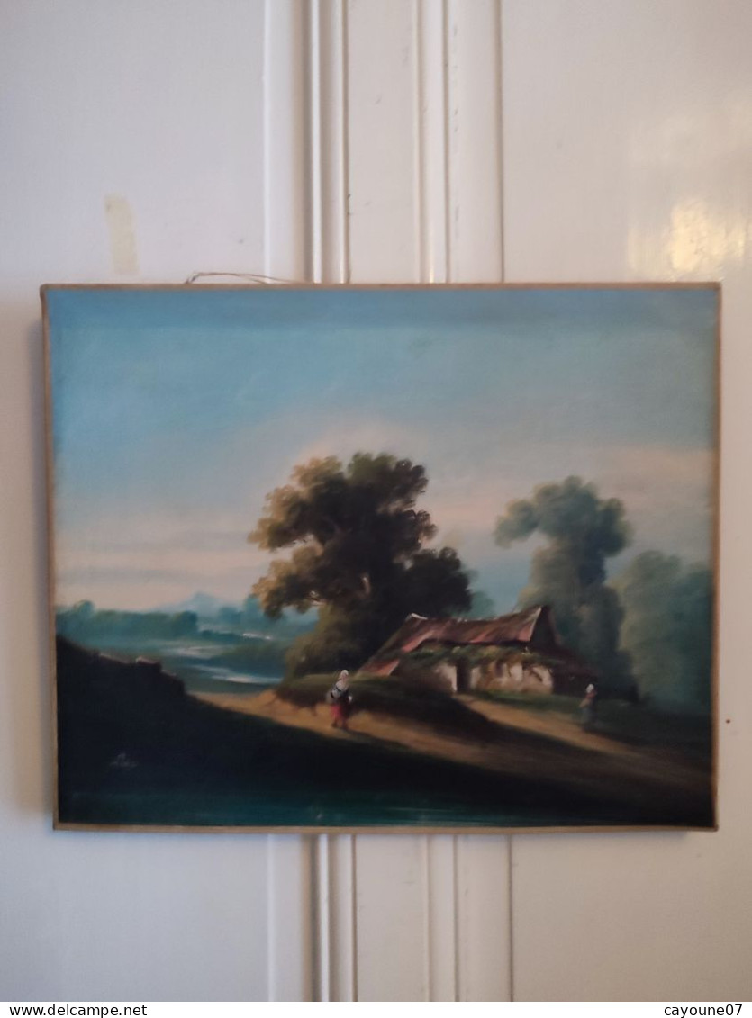 LEGÉ Huile Sur Toile "Ferme Et Paysannes" école De Barbizon Bien Encadré - Oleo