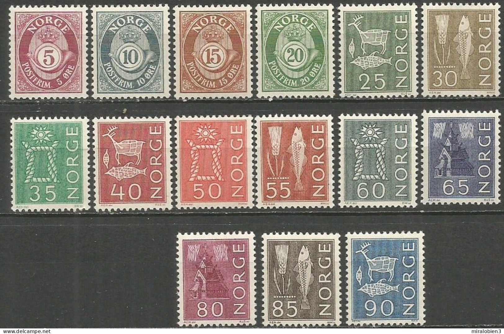 NORUEGA YVERT NUM. 435/449 * SERIE COMPLETA CON FIJASELLOS - Ungebraucht