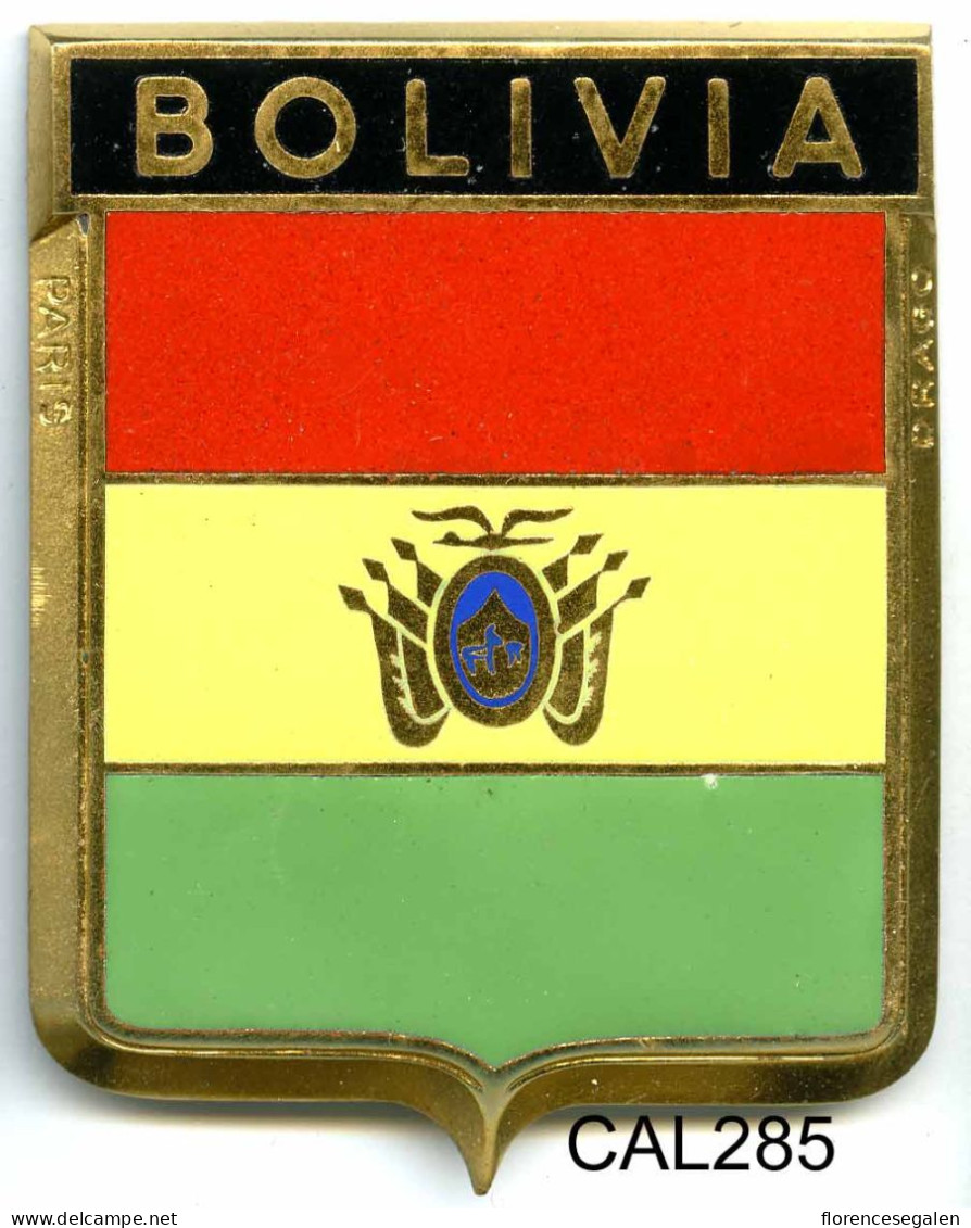 CAL285 - PLAQUE CALANDRE AUTO - BOLIVIA - Plaques émaillées (après 1960)