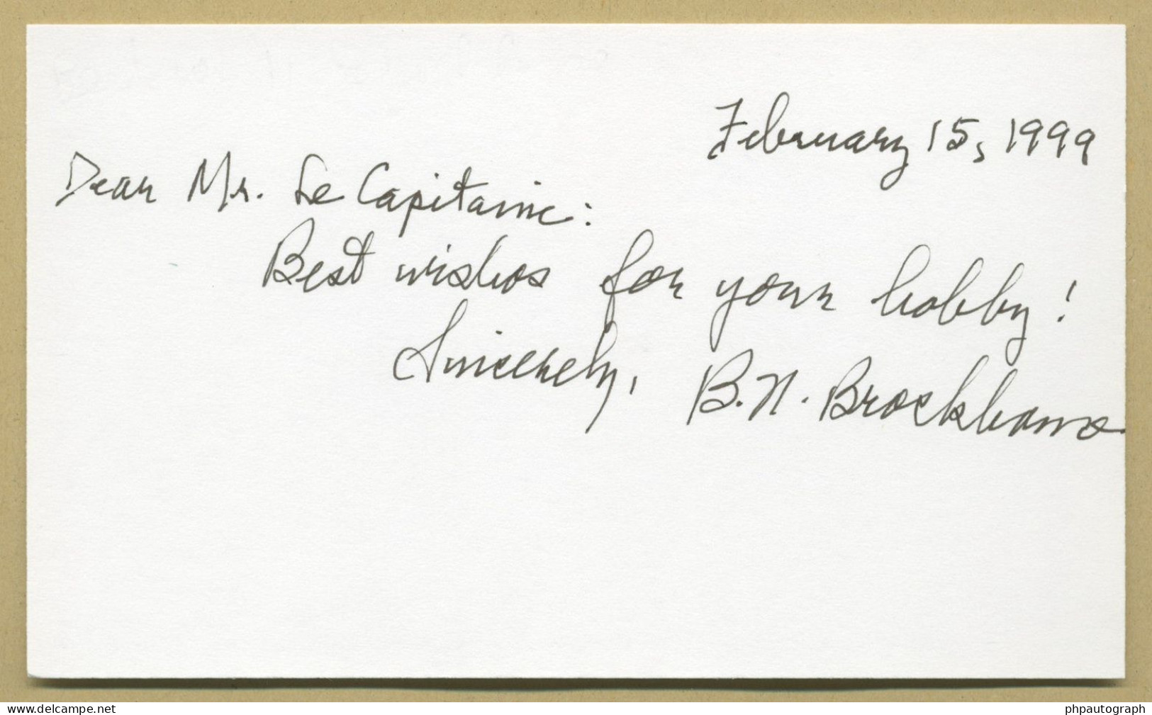 Bertram Brockhouse (1918-2003) - Physicist - Signed Card + Photo - Nobel Prize - Inventeurs & Scientifiques