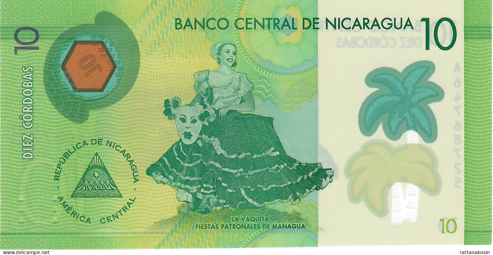 NICARAGUA P209b 10 CORDOBAS  #A  2019 UNC. - Nicaragua