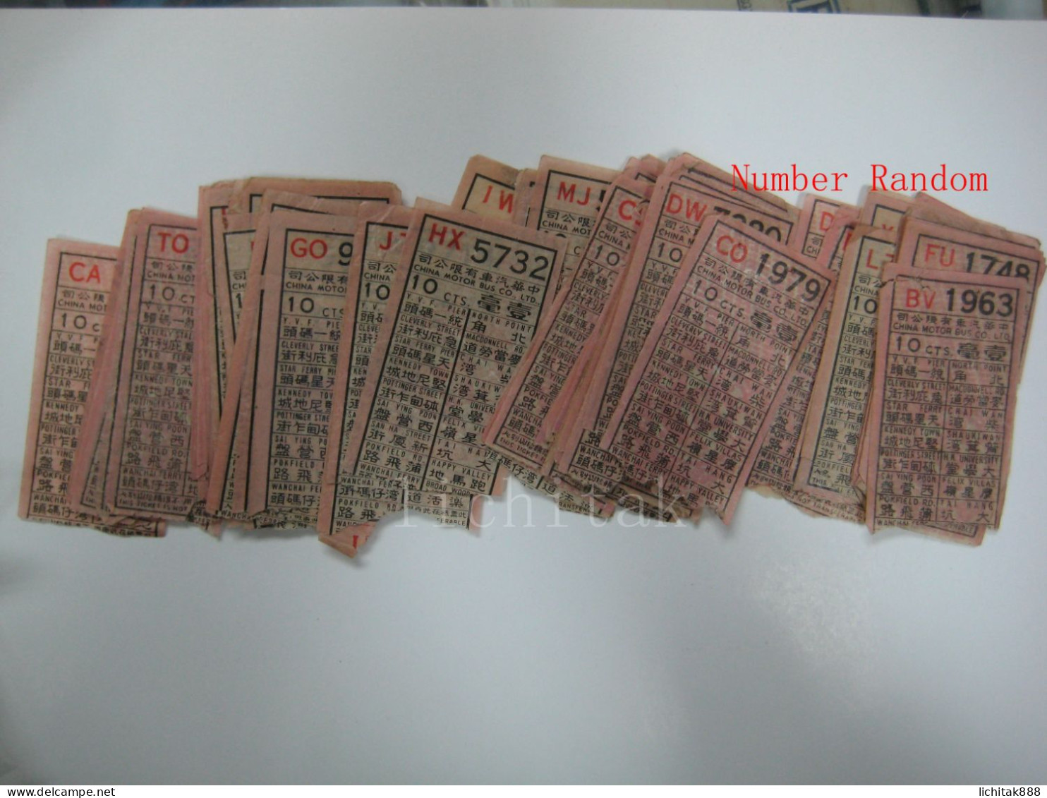 Hong Kong Early Bus Ticket, 10 Cents. China Motor Bus Co. Used Conditions, €2/pc , Number Random - Mundo