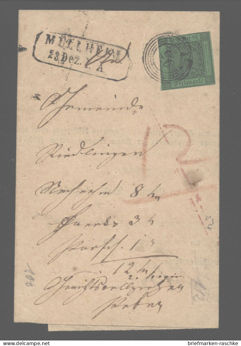 Baden,Nr.6,EF, Nr-o 95 = Müllheim (240) - Cartas & Documentos