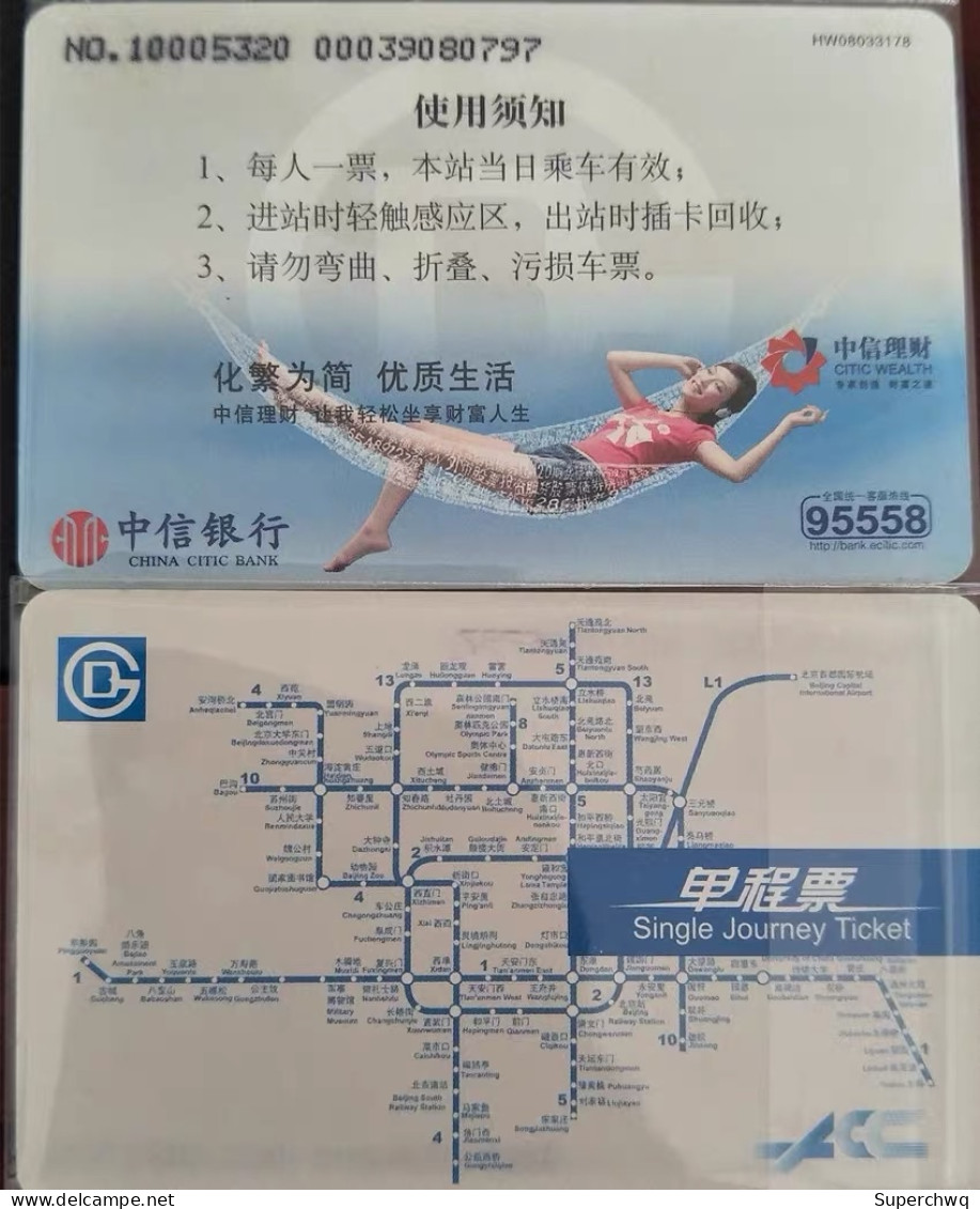 China Beijing Metro One-way Card/one-way Ticket/subway Card - World