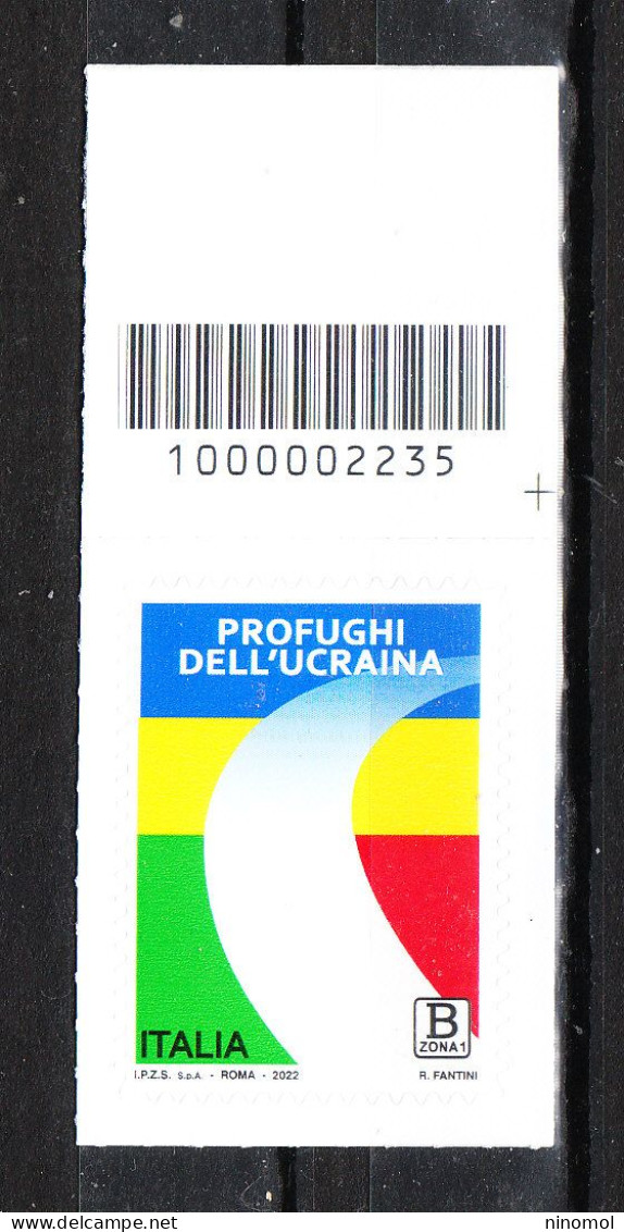 Italia   -  2022.  Pro Rifugiati Ucraini. Colori Della Loro Bandiera. Pro Ukrainian Refugees. Colors Of Their Flag.MNH - Réfugiés