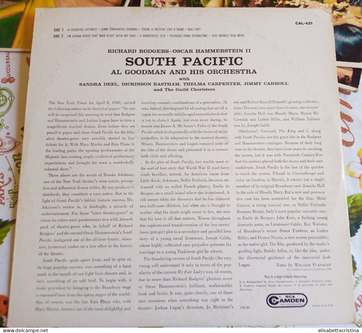 Lp 33 Giri "South Pacific" 1958 - Soundtracks, Film Music