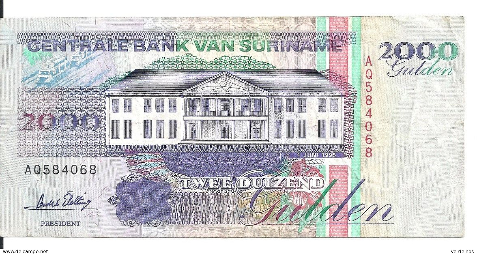 SURINAME 2000 GULDEN 1995 VF P 142 - Suriname