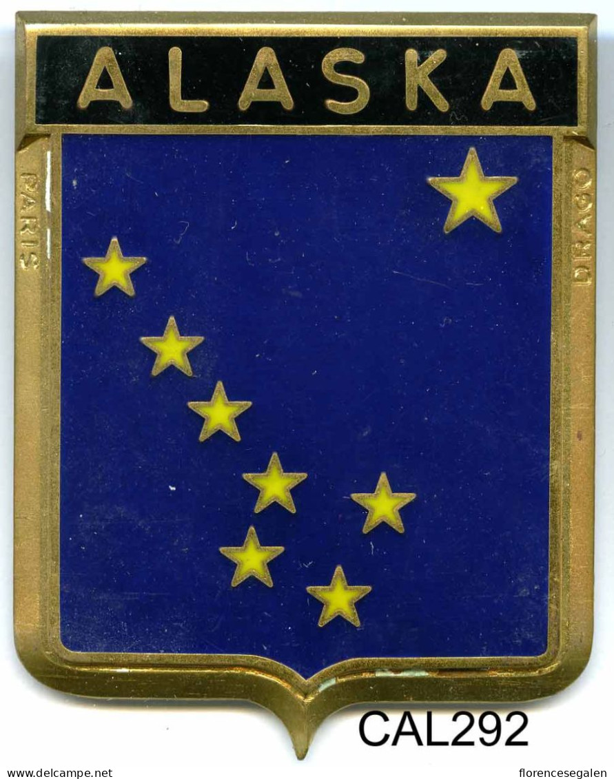 CAL292 - PLAQUE CALANDRE AUTO - ALASKA - Enameled Signs (after1960)