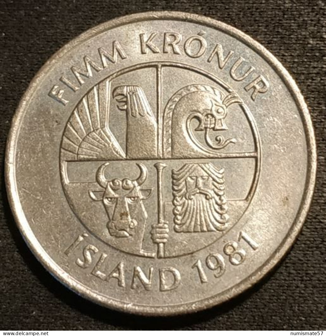 ISLANDE - ICELAND - 5 KRONUR 1981 - KM 28 - ISLAND - Dauphin - Island