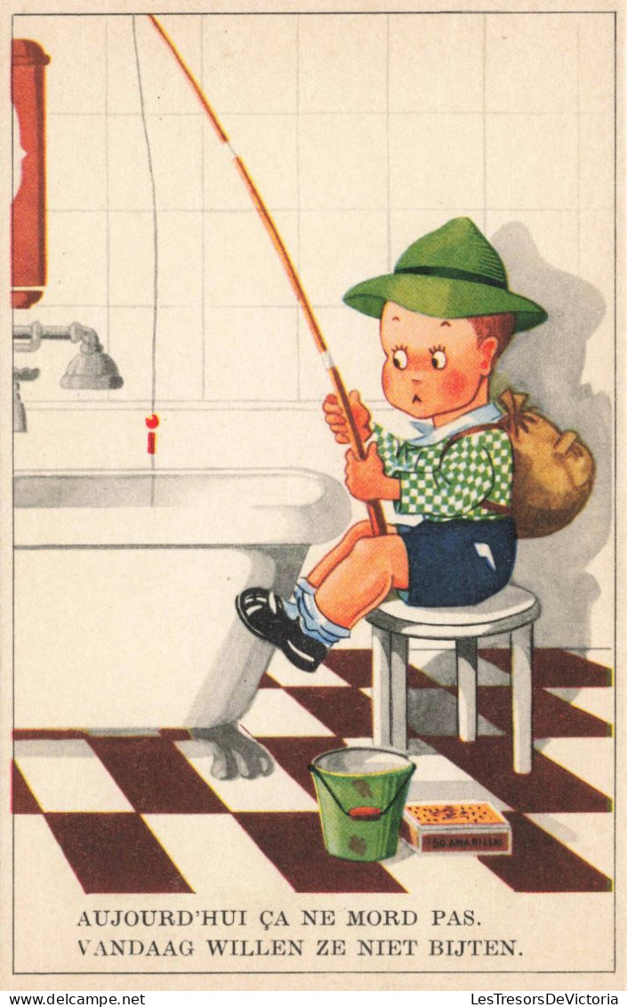 ENFANT - Aujourd'hui ça Ne Mords Pas - Carte Postale Ancienne - Children's Drawings