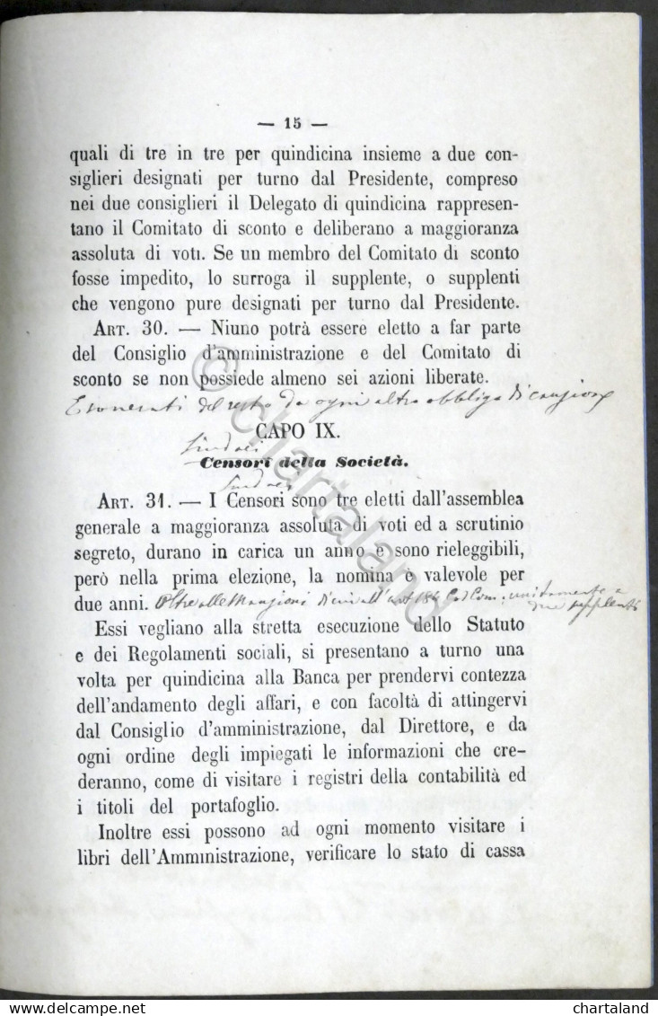 Statuto Della Banca Popolare Di Castellazzo Bormida (Alessandria) - 1873 - Altri & Non Classificati