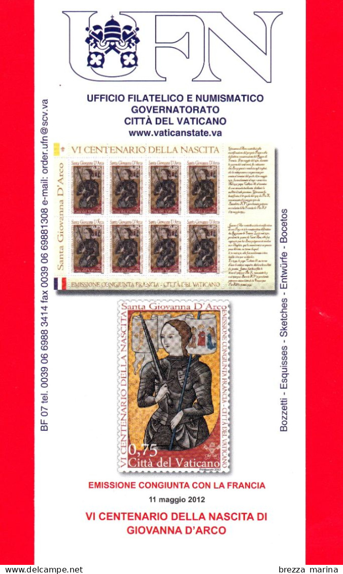 VATICANO - 2012 - Nuovo - Storia Postale - Bollettino Ufficiale - 600 Anni Della Nascita Di Giovanna D'Arco - BF 07 - Covers & Documents