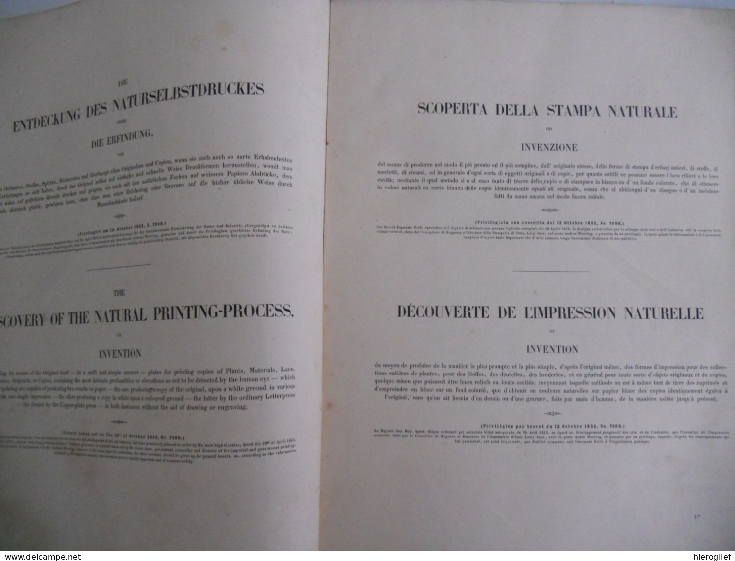 Die Endeckung Des NATURSELBSTDRUCKES Oder Die Erfindung Von Herbarien Stoffen Spitzen Stiekereien Alois AUER WIEN 1854 - Libri Vecchi E Da Collezione