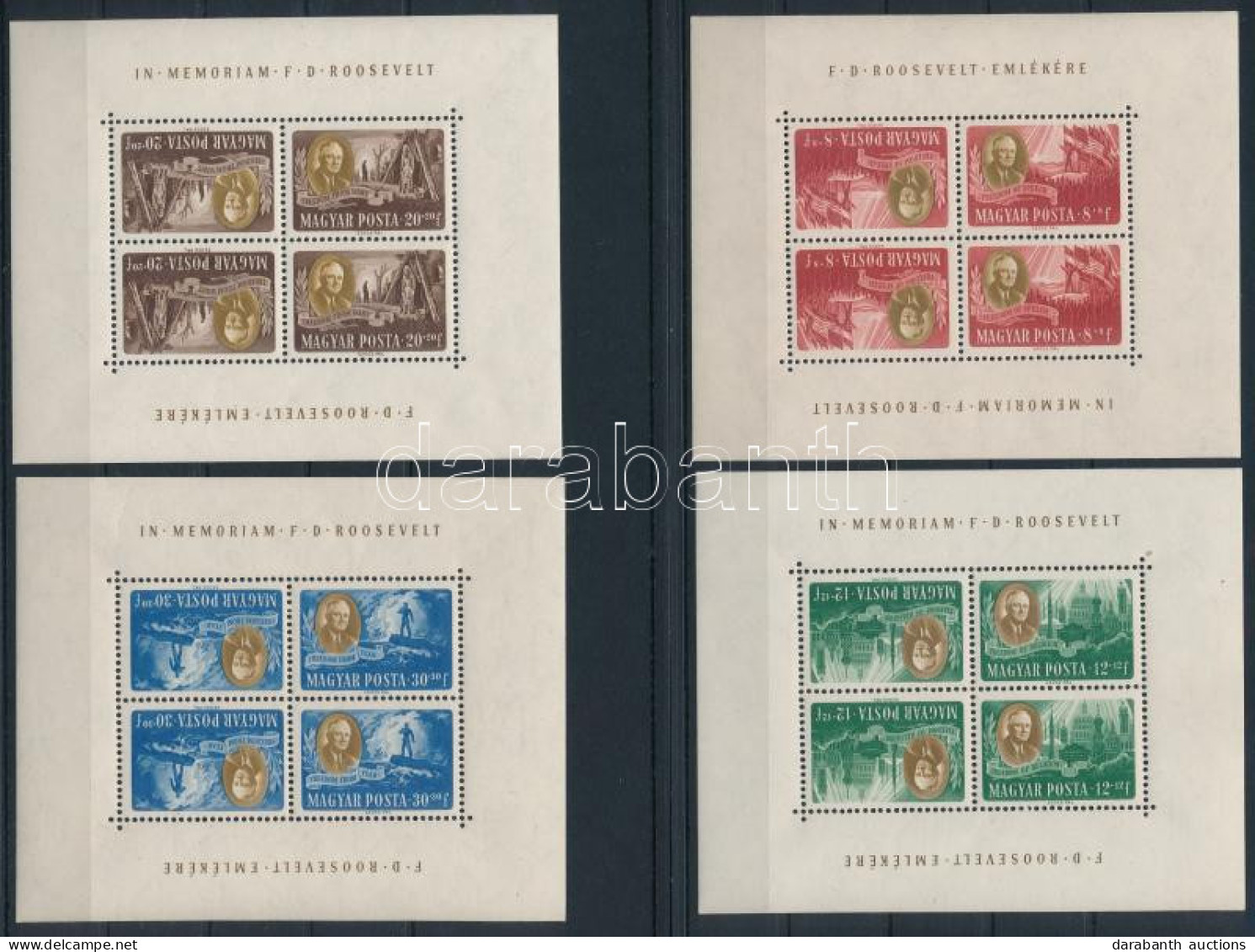 ** 1947 Roosevelt Fordított Képállású Kisívsor (180.000) (8f + 20f Apró Ráncok / Small Creases) - Altri & Non Classificati