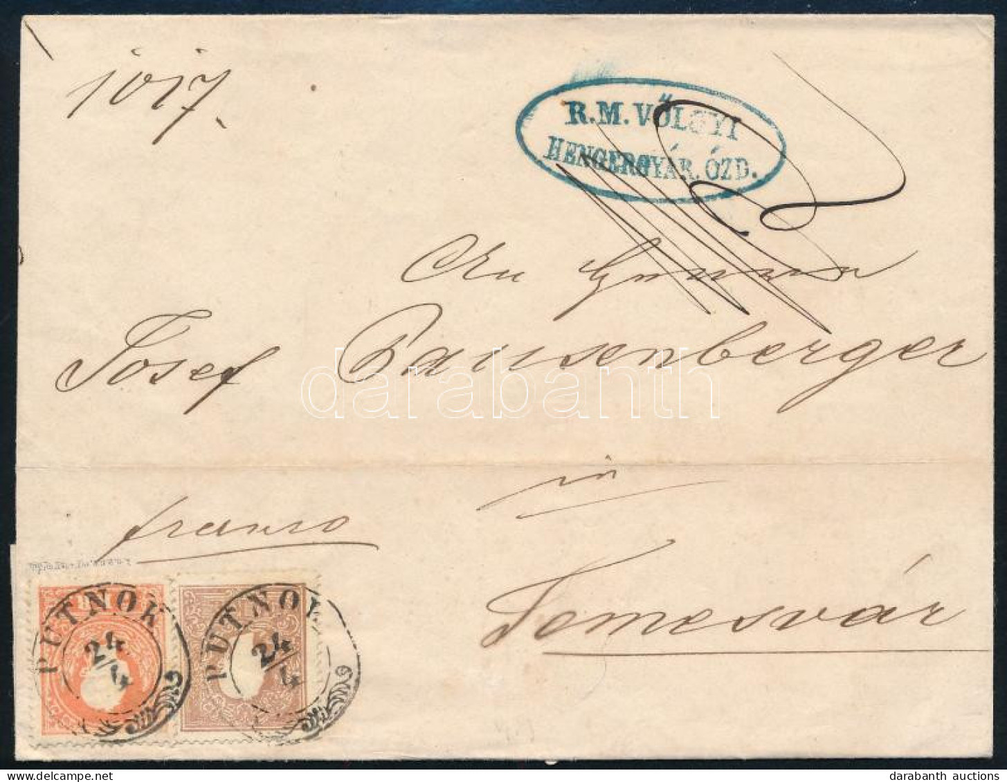 1860 5kr + 10kr Levélen "PUTNOK" - Temesvár - Other & Unclassified