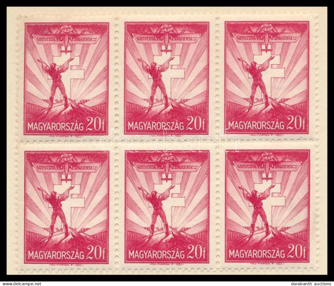 ** 1933 Repülő 20f Hatostömb (12.000) (ráncok / Creases) - Other & Unclassified