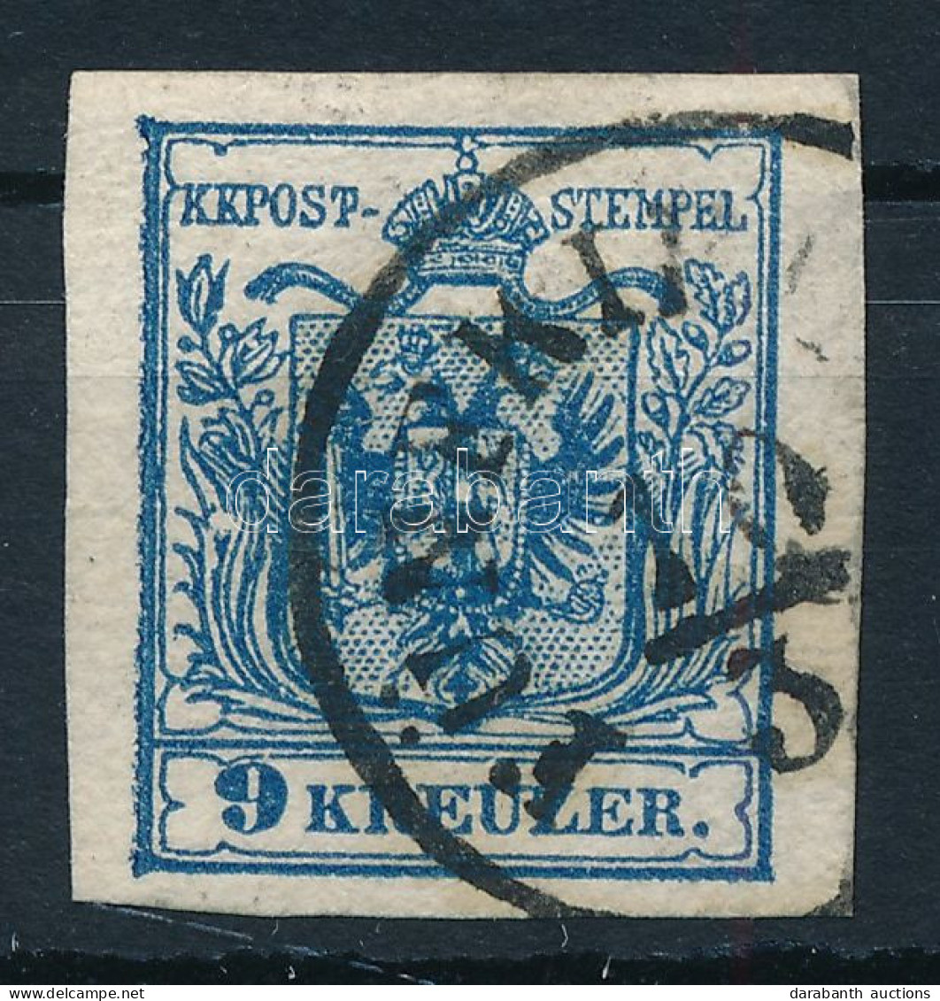 O 1850 9kr HP III Kartonpapír, ívszéli Nyomat "FÜNFKI(RCHEN)" - Other & Unclassified