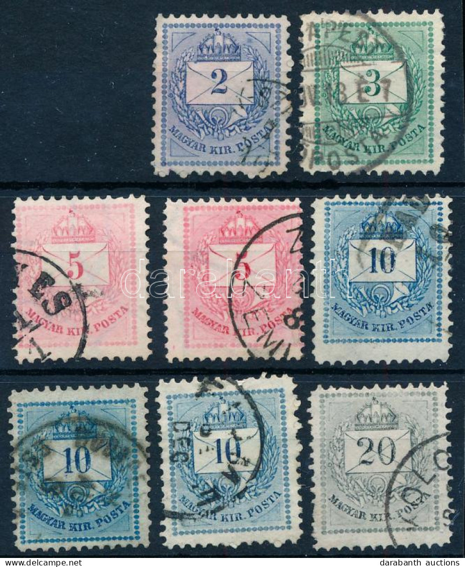 O 1881 Színesszámú 2kr, 3kr, 2 X 5kr, 3 X 10kr, 20kr üreges Szám Vagy Betű Lemezhibával - Other & Unclassified