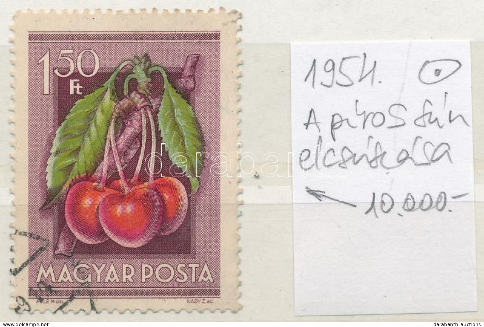O 1954 Gyümölcsök 1,50Ft A Piros Szín 1,5mm Elcsúszásával (10.000) - Other & Unclassified
