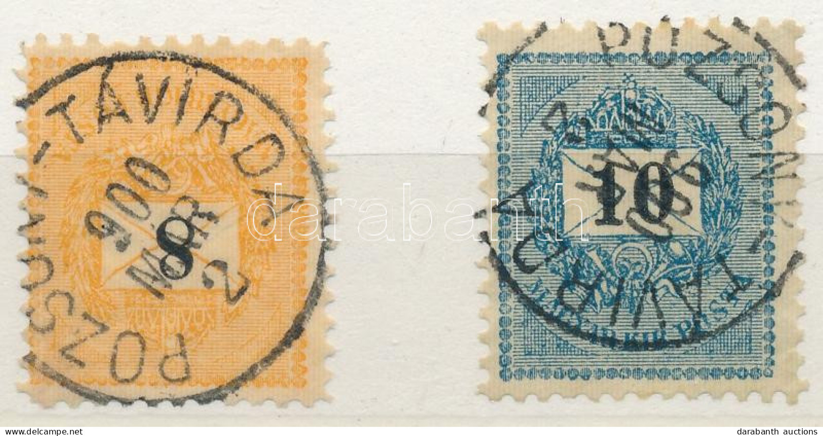 O 1899 Feketeszámú Krajcáros 8kr + 10kr "POZSONY-TÁVIRDA" 900 MÁR 2 Azonos Napi Bélyegzéssel (13.000) - Otros & Sin Clasificación