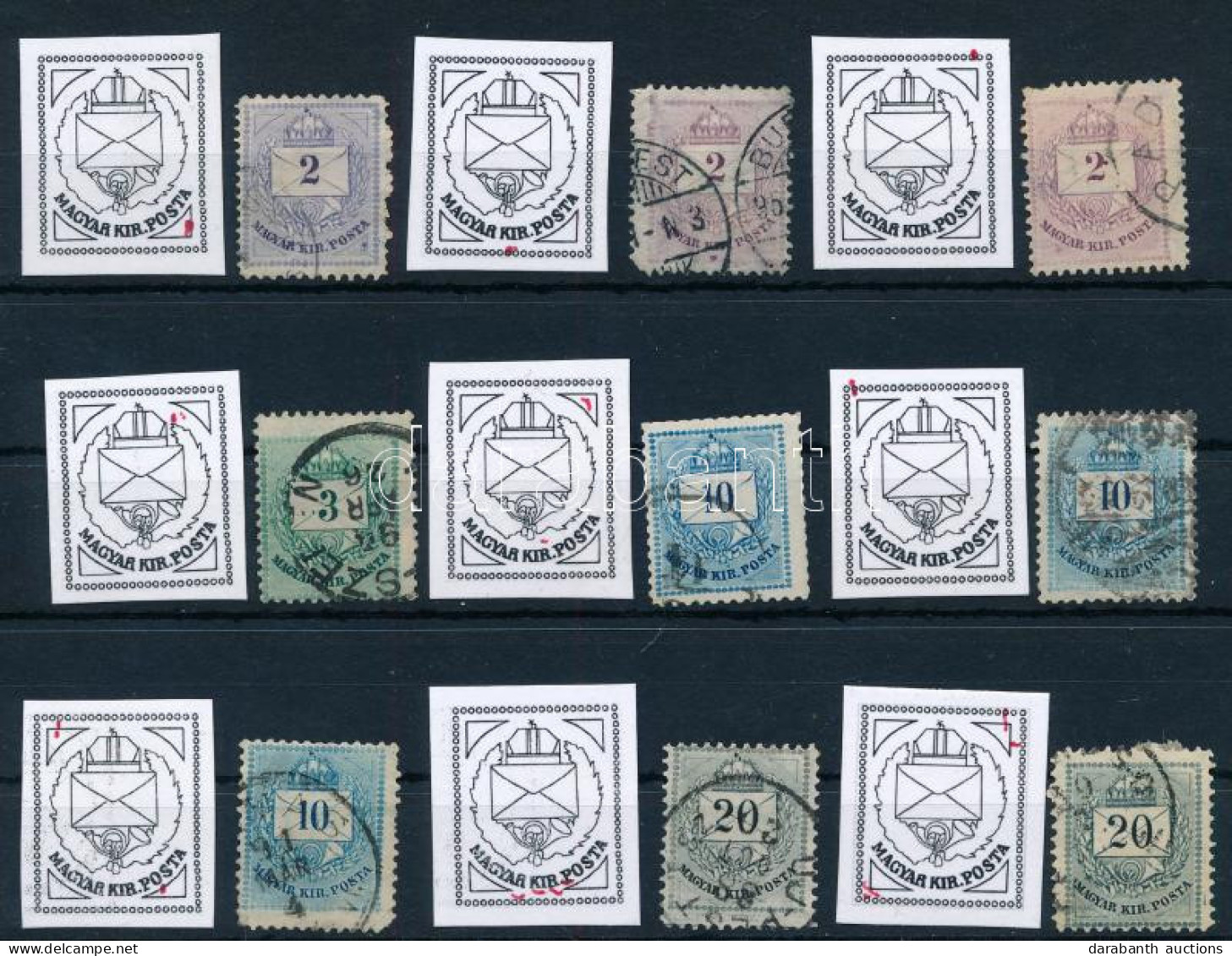 O 1881 Színesszámú 3 X 2kr, 1 X 3kr, 3 X 10kr, 2 X 20kr Különböző Nyomólemez Hibákkal, Foltokkal, Karcokkal - Other & Unclassified