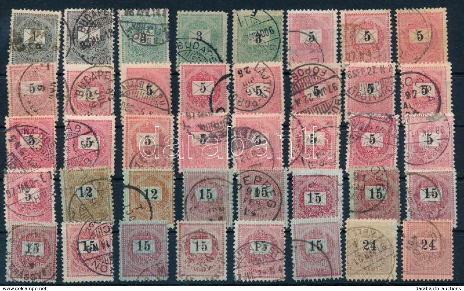 O 1889 Feketeszámú 2 X 1kr, 3 X 3kr, 20 X 5kr, 2 X 12kr, 11 X 15kr, 2 X 24kr Túlfestékezett Bélyegek - Other & Unclassified