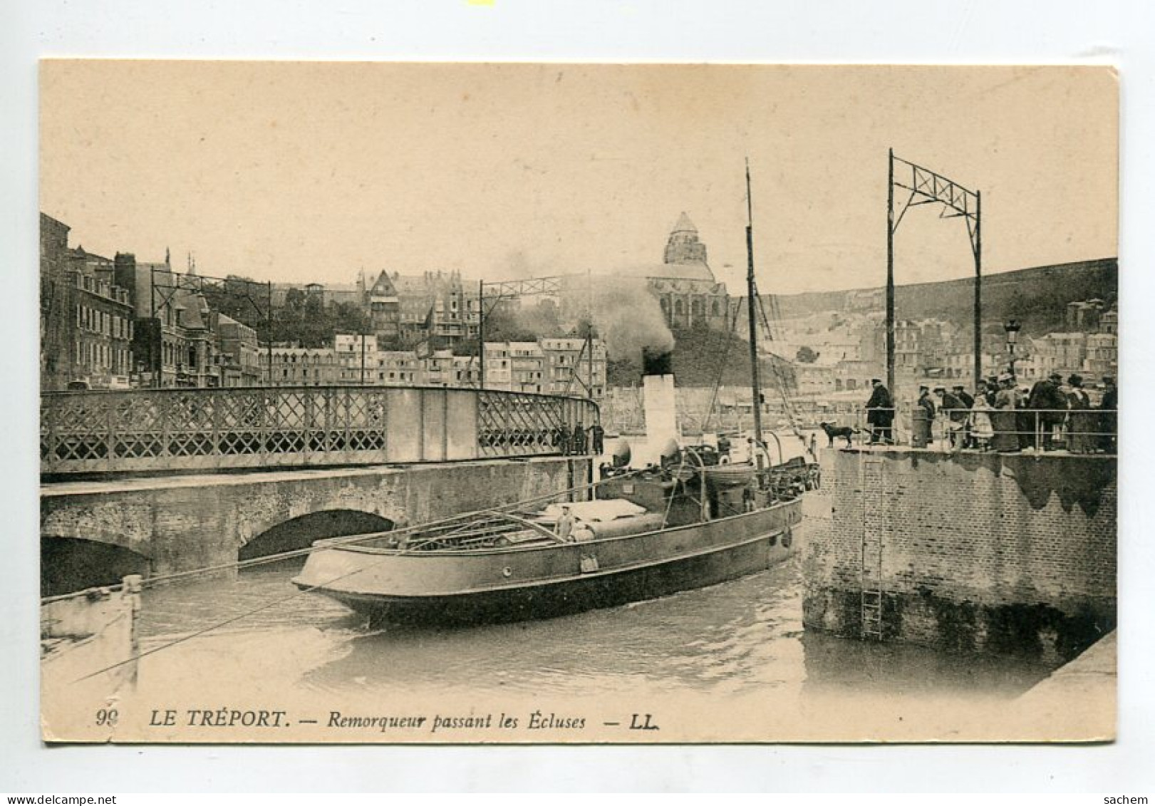 MARINE 1156 LE Trépor Bateau Remorqueur Passant Les écluses  1910  LL 99   - Remorqueurs