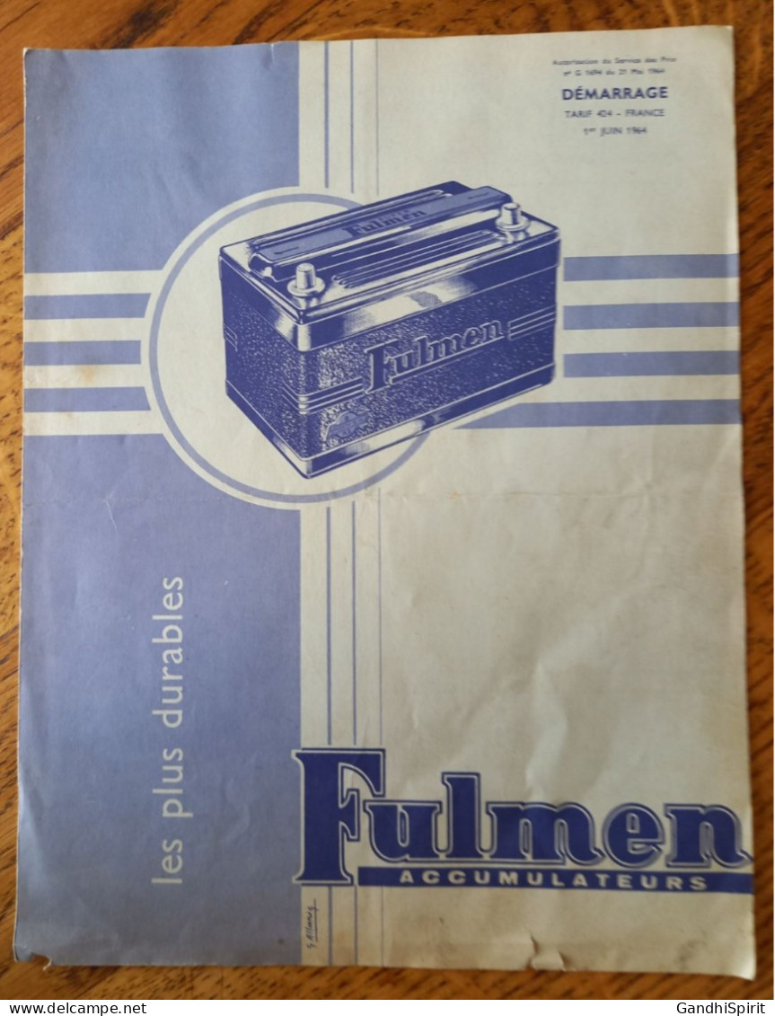 Clichy 1964 Tarif Accumulateurs Fulmen, Batterie Automobile, Poids Lourds, Tracteur - Illustré Par Q. Allariq - Automobile