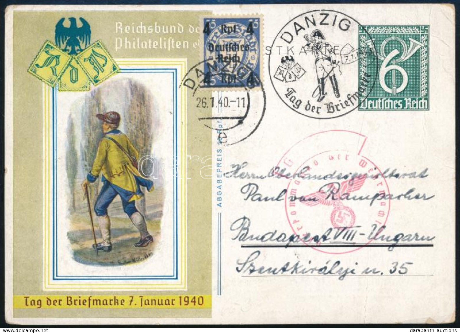 Deutsches Reich 1940 Képes Levelezőlap "DANZIG" - Budapest - Other & Unclassified