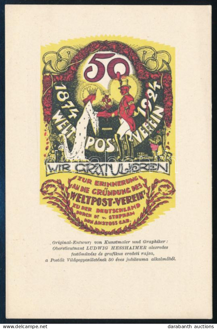 1924 Hesshaimer Ludwig Grafikus által Tervezett "50 éves A Posták Világegyesülete" UPU Luxus, Grafikai Levelezőlap R! - Otros & Sin Clasificación