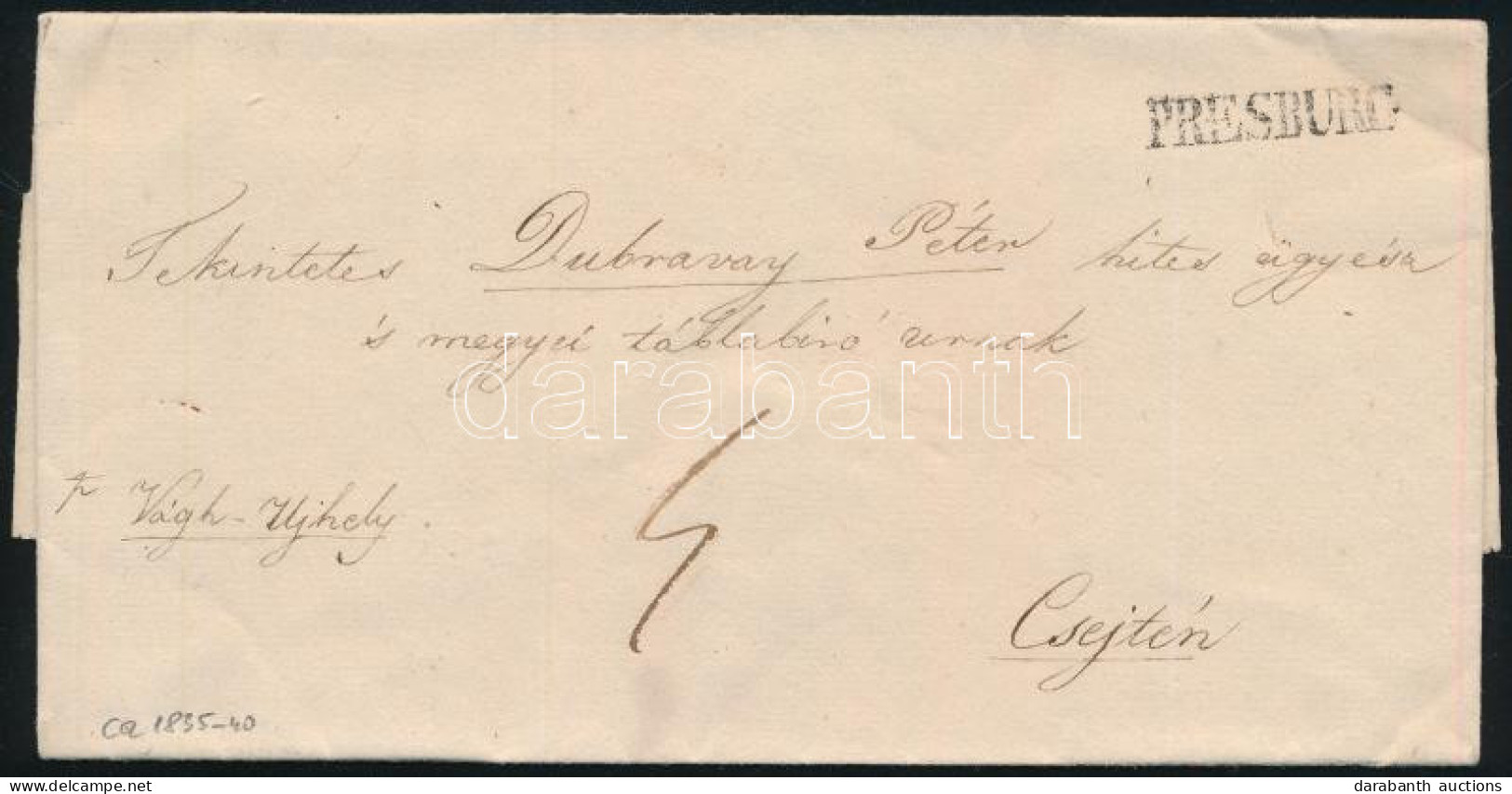 ~1835-1840 "PRESBURG" - Csejte 4kr Díjjal (Rompes 40 Pont) - Other & Unclassified