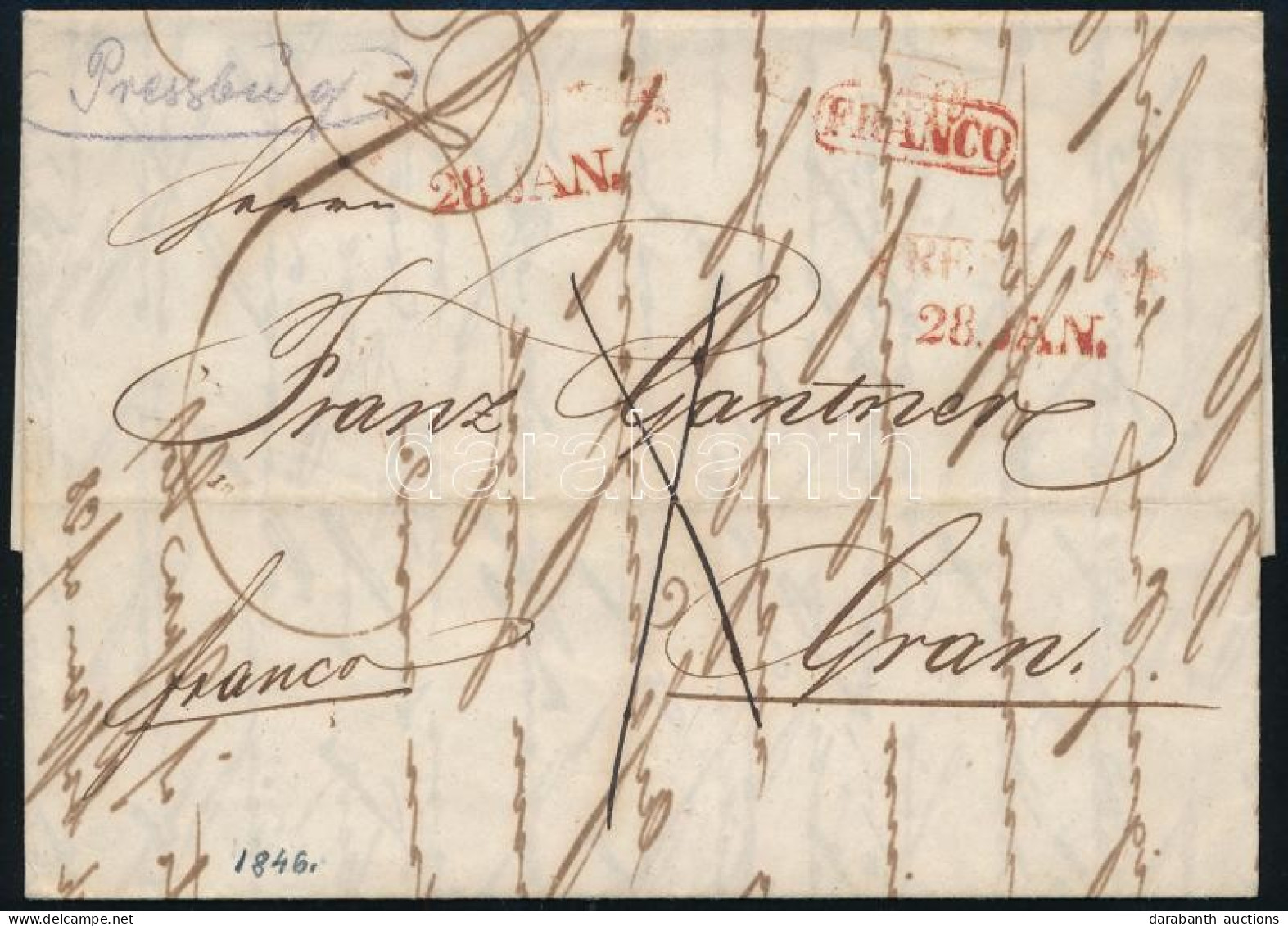 1846 Franco Piros / Red "PRES(SBURG)" - Altri & Non Classificati