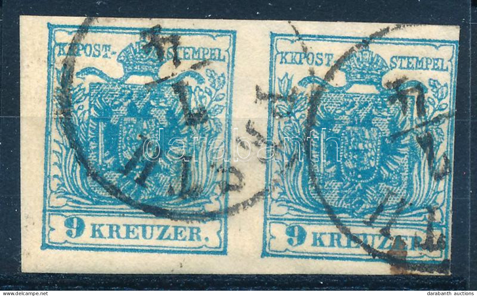 O 1850 9kr Pár Jobb Oldalt Szűkre Vágva, A Többi Oldalon Szép Szélekkel / 9kr Pair "PESTH" - Altri & Non Classificati