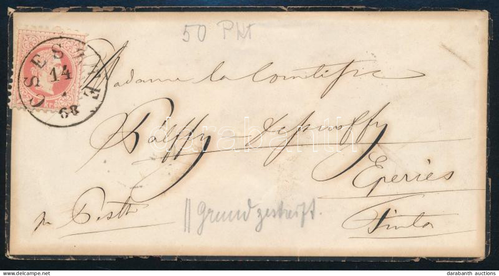 1868 5kr Vonalkázott Fejképalappal Levélen "CSESZTE" - Eperies - Other & Unclassified