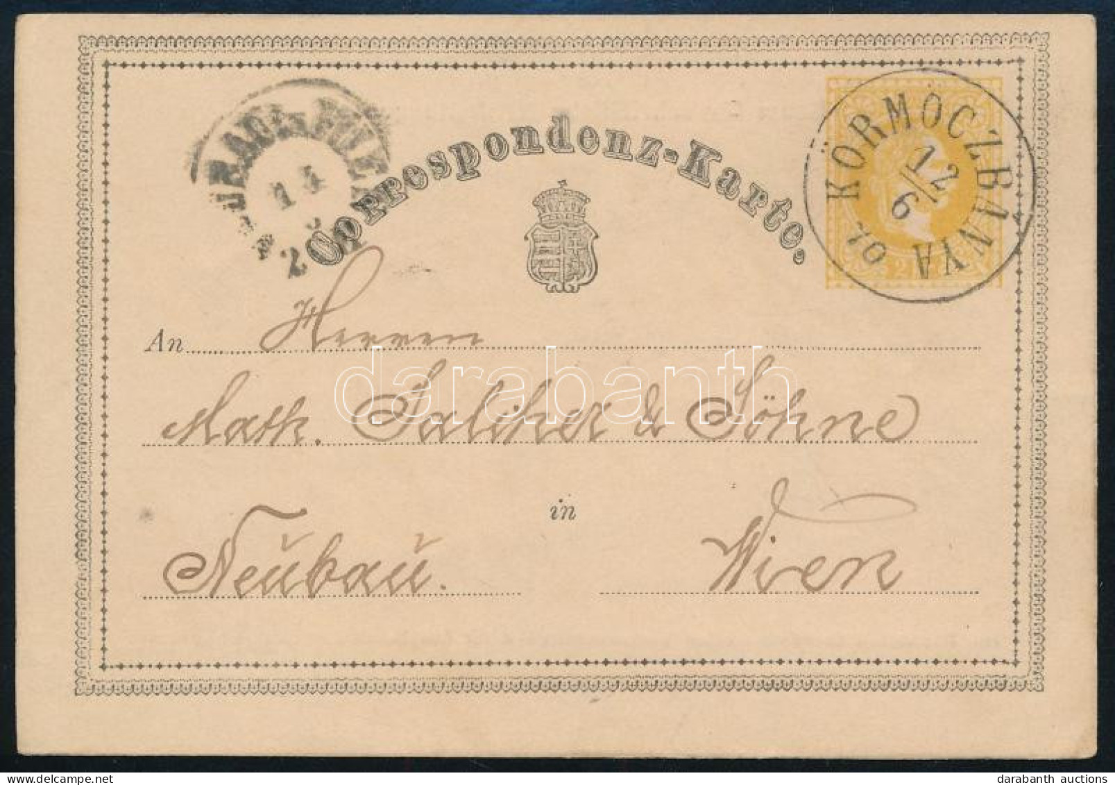 1870 2kr Díjjegyes Levelezőlap "KÖRMÖCZBÁNYA" - Wien - Autres & Non Classés