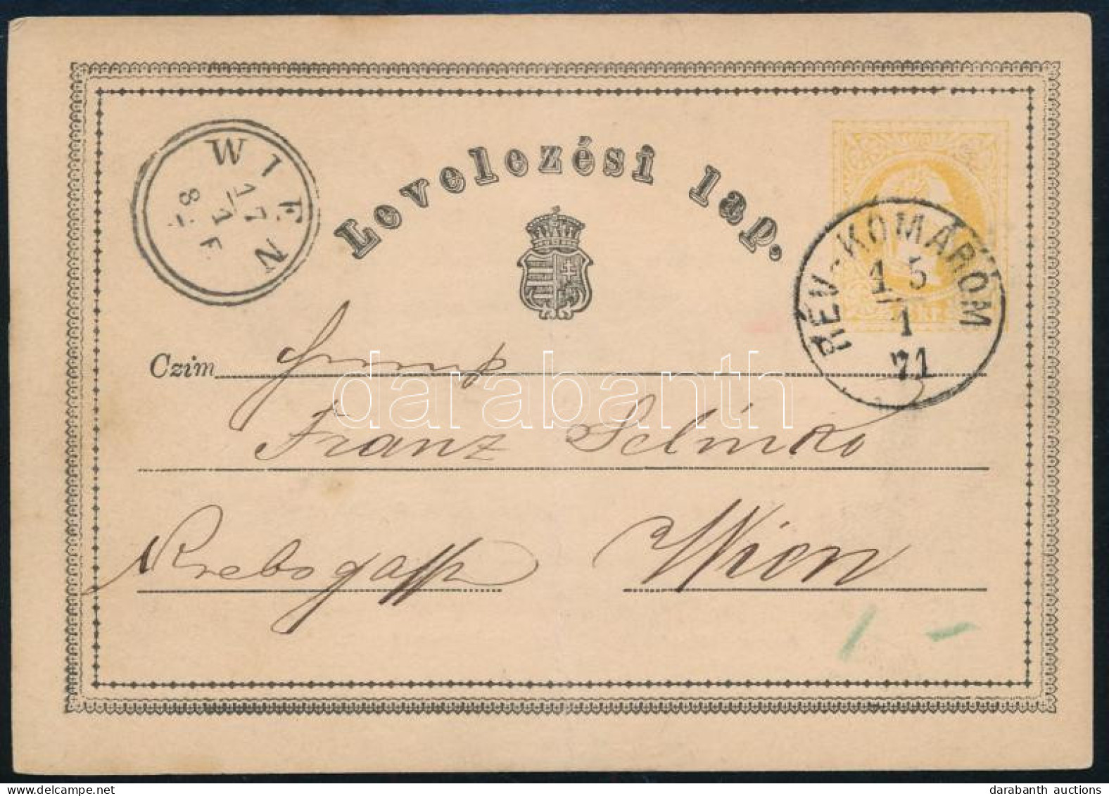 1871 2kr Díjjegyes Levelezőlap "RÉV-KOMÁROM" - Wien - Other & Unclassified