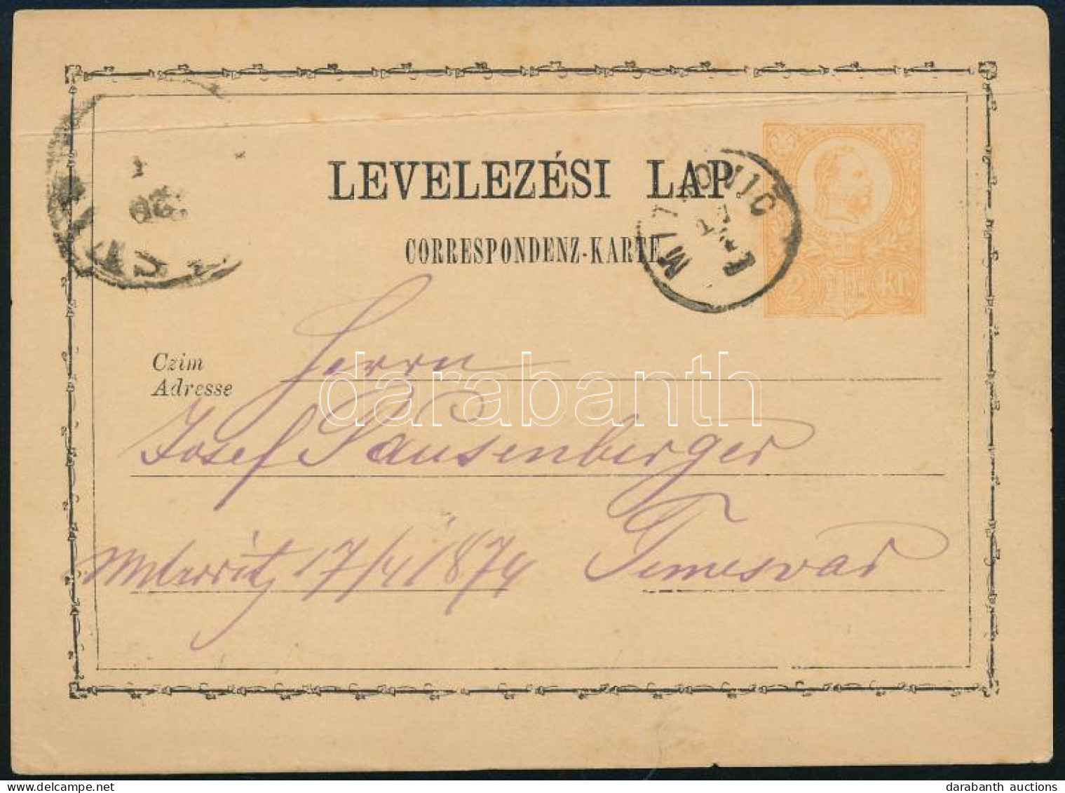 '1873 2kr Díjjegyes Levelezőlap / PS-card "MITROVIC" - Temesvár - Sonstige & Ohne Zuordnung