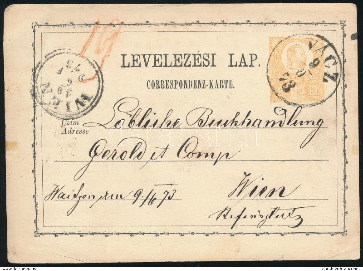 1873 2kr Díjjegyes Levelezőlap / PS-card "VÁCZ" - Wien - Autres & Non Classés