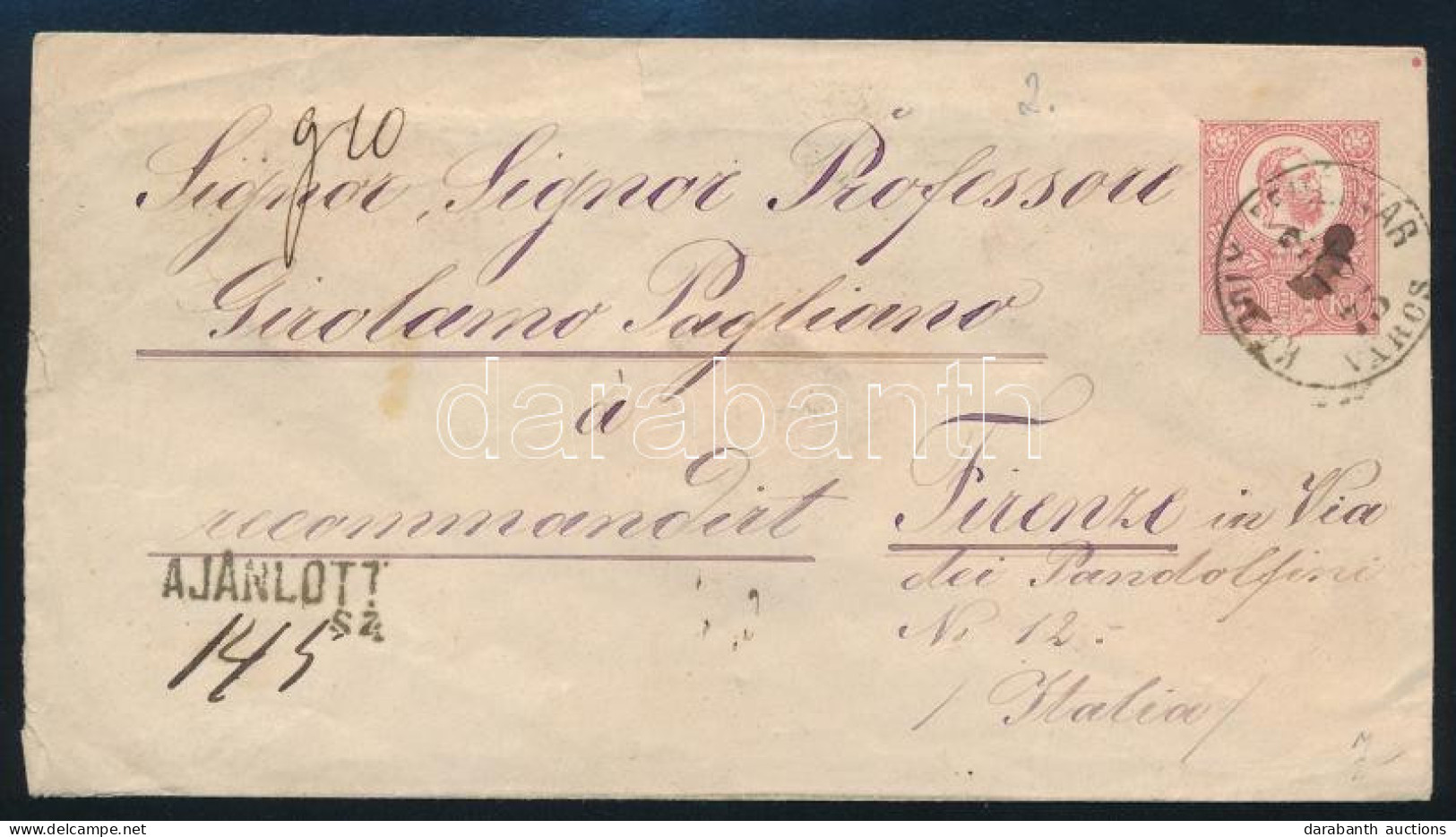 1873 5kr Díjjegyes Ajánlott Boríték Réznyomat 10kr Díjkiegészítéssel / Registered 5kr PS-cover With 10kr Additional Fran - Otros & Sin Clasificación