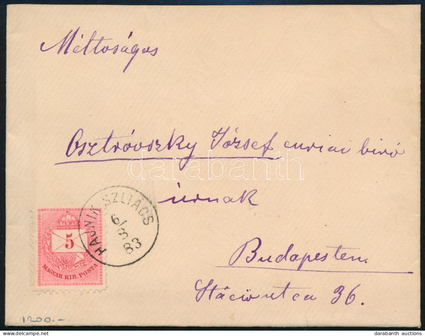 1883 5kr Levélen "HAJNIK SZLIÁCS" - Budapest - Autres & Non Classés