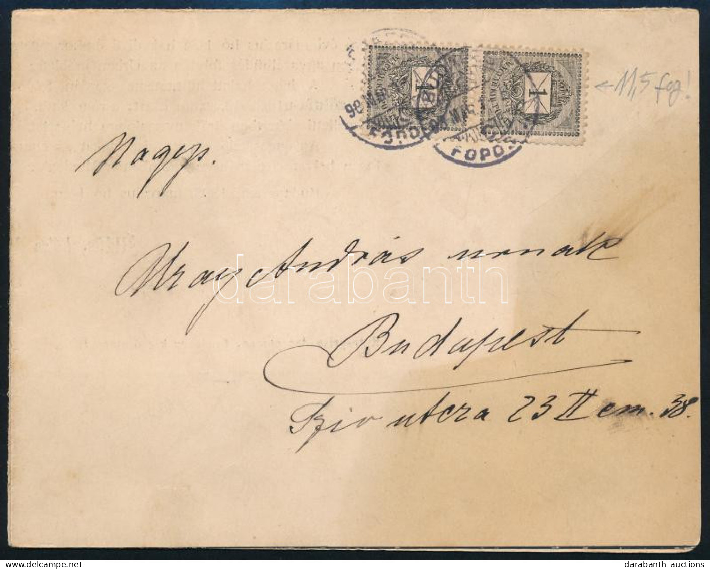 1898 2x1kr Gyászjelentésen "BUDAPEST/FŐPOSTA" Bélyegzéssel - Other & Unclassified